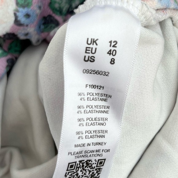 ASOS DESIGN Long Sleeve Crop Top‎ Lace Up Front in Pink Floral Print, Size 8 - Picture 10 of 11